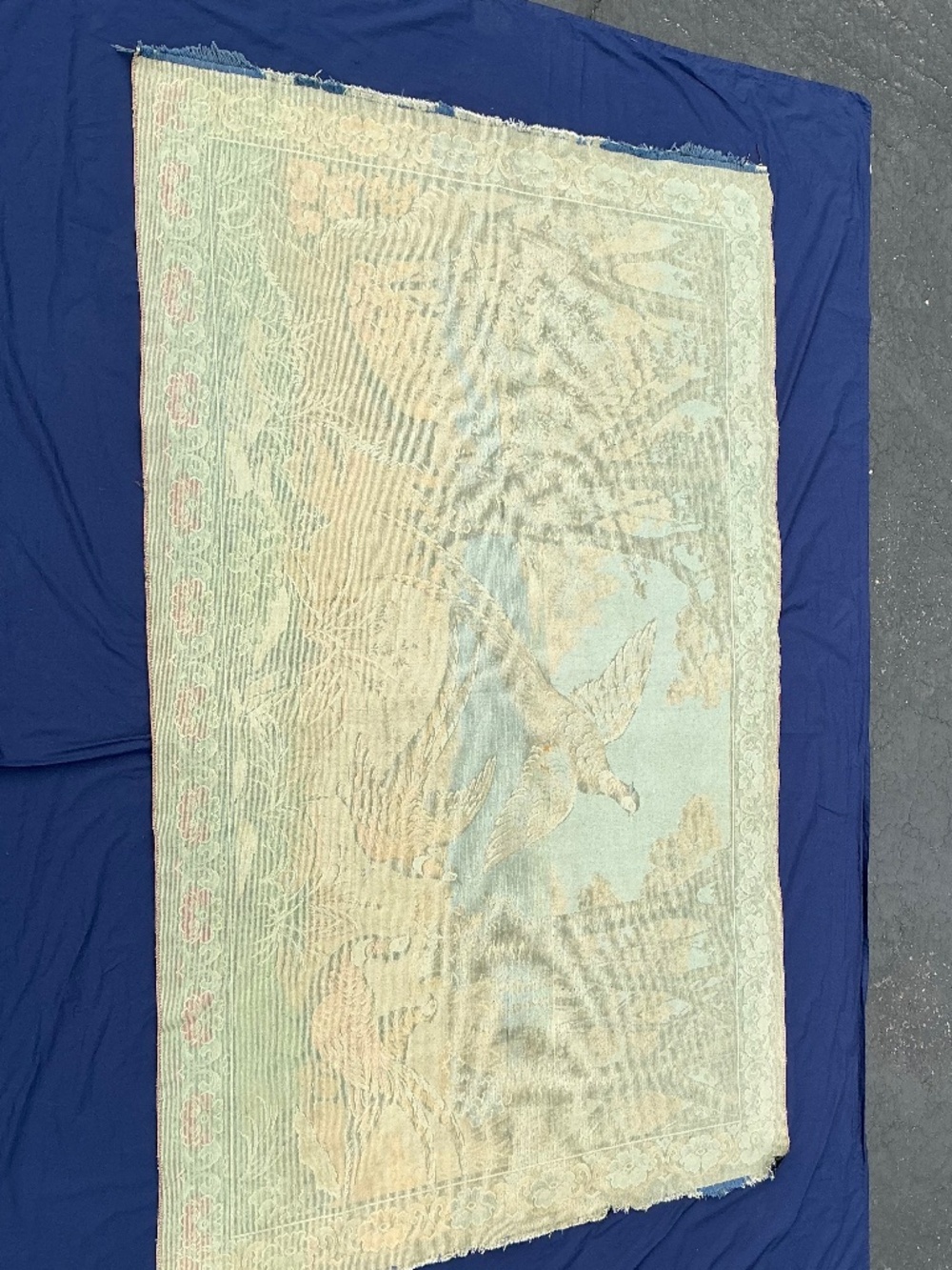 Oversized VTG 1960s Italian Wall Tapestry Pheasant Fox Woodland Rug 47”x70” - Picture 16 of 16